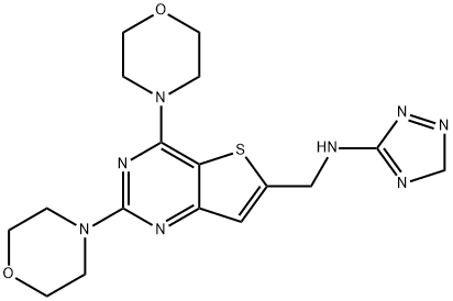 Thieno[3,2-d]pyrimidine-6-methanamine, 2,4-di-4-morpholinyl-N-3H-1,2,4-triazol-5-yl- Struktur