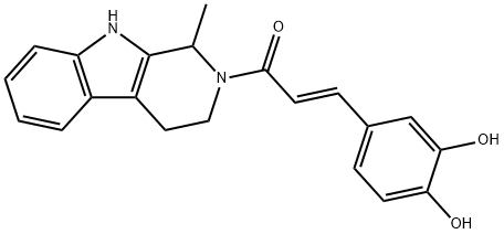 2-Propen-1-one, 3-(3,4-dihydroxyphenyl)-1-(1,3,4,9-tetrahydro-1-methyl-2H-pyrido[3,4-b]indol-2-yl)-, (2E)- Struktur