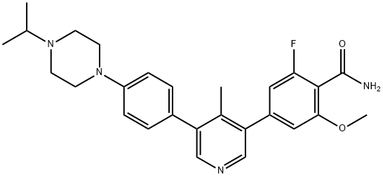 Benzamide, 2-fluoro-6-methoxy-4-[4-methyl-5-[4-[4-(1-methylethyl)-1-piperazinyl]phenyl]-3-pyridinyl]- Struktur