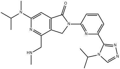 1H-Pyrrolo[3,4-c]pyridin-1-one, 2,3-dihydro-4-[(methylamino)methyl]-2-[6-[4-(1-methylethyl)-4H-1,2,4-triazol-3-yl]-2-pyridinyl]-6-[methyl(1-methylethyl)amino]- Struktur