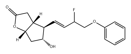 2H-Cyclopenta[b]furan-2-one, 4-[(1E)-3-fluoro-4-phenoxy-1-buten-1-yl]hexahydro-5-hydroxy-, (3aR,4R,5R,6aS)- Struktur