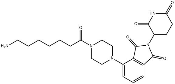 4-[4-(7-amino-1-oxopentyl)-1-piperazinyl]-2-(2,6-dioxo-3-piperidinyl)-1H-Isoindole-1,3(2H)-dione, Struktur