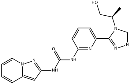 Urea, N-[6-[4-[(1R)-2-hydroxy-1-methylethyl]-4H-1,2,4-triazol-3-yl]-2-pyridinyl]-N'-pyrazolo[1,5-a]pyridin-2-yl- Struktur