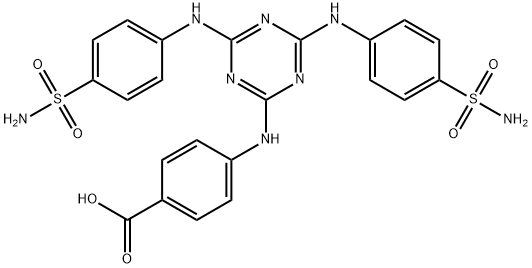 Benzoic acid, 4-[[4,6-bis[[4-(aminosulfonyl)phenyl]amino]-1,3,5-triazin-2-yl]amino]- Struktur