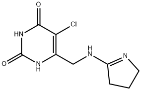 2,4(1H,3H)-Pyrimidinedione, 5-chloro-6-[[(3,4-dihydro-2H-pyrrol-5-yl)amino]methyl]- Struktur