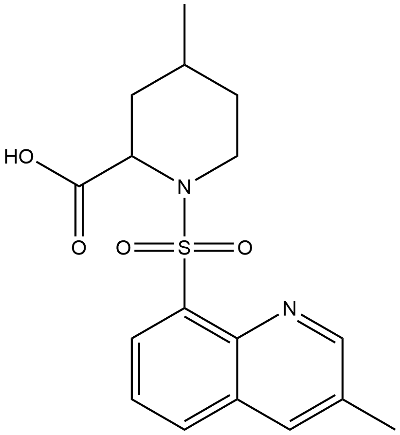 (2R,4R)-4-methyl-1-((3-methylquinolin-8-yl)sulfonyl)piperidine-2-carboxylic acid Struktur