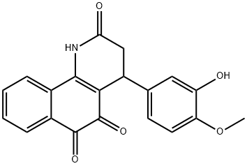 Benzo[h]quinoline-2,5,6(1H)-trione, 3,4-dihydro-4-(3-hydroxy-4-methoxyphenyl)- Struktur