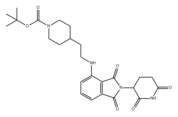 1-Piperidinecarboxylic acid, 4-[2-[[2-(2,6-dioxo-3-piperidinyl)-2,3-dihydro-1,3-dioxo-1H-isoindol-4-yl]amino]ethyl]-, 1,1-dimethylethyl ester Struktur