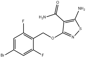 4-Isothiazolecarboxamide, 5-amino-3-[(4-bromo-2,6-difluorophenyl)methoxy]- Struktur