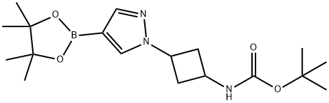 Carbamic acid, N-[3-[4-(4,4,5,5-tetramethyl-1,3,2-dioxaborolan-2-yl)-1H-pyrazol-1-yl]cyclobutyl]-, 1,1-dimethylethyl ester Struktur