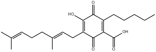 1,4-Cyclohexadiene-1-carboxylic acid, 5-[(2E)-3,7-dimethyl-2,6-octadien-1-yl]-4-hydroxy-3,6-dioxo-2-pentyl- Struktur