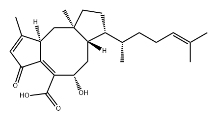 Dicyclopenta[a,d]cyclooctene-4-carboxylic acid, 7-[(1S)-1,5-dimethyl-4-hexen-1-yl]-3,5,6,6a,7,8,9,9a,10,10a-decahydro-5-hydroxy-1,9a-dimethyl-3-oxo-, (5S,6aS,7R,9aR,10aR)- Struktur