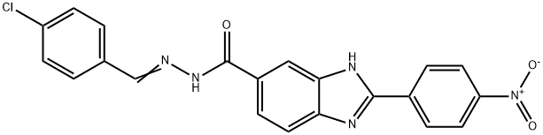 1H-Benzimidazole-6-carboxylic acid, 2-(4-nitrophenyl)-, 2-[(4-chlorophenyl)methylene]hydrazide Struktur