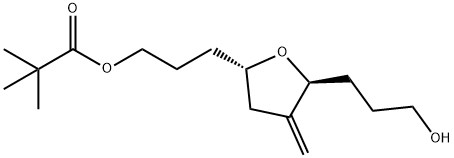 Propanoic acid, 2,2-dimethyl-, 3-[(2S,5S)-tetrahydro-5-(3-hydroxypropyl)-4-methylene-2-furanyl]propyl ester Struktur