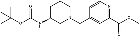 2-Pyridinecarboxylic acid, 4-[[(3R)-3-[[(1,1-dimethylethoxy)carbonyl]amino]-1-piperidinyl]methyl]-, methyl ester Struktur