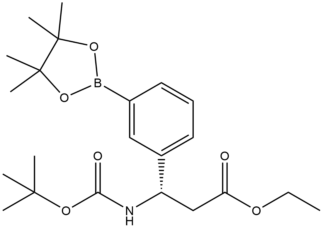 Benzenepropanoic acid, β-[[(1,1-dimethylethoxy)carbonyl]amino]-3-(4,4,5,5-tetramethyl-1,3,2-dioxaborolan-2-yl)-, ethyl ester, (βS)- Struktur