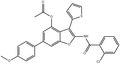 Benzamide, N-[4-(acetyloxy)-6-(4-methoxyphenyl)-3-(2-thienyl)-2-benzofuranyl]-2-chloro- Struktur