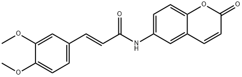 2-Propenamide, 3-(3,4-dimethoxyphenyl)-N-(2-oxo-2H-1-benzopyran-6-yl)-, (2E)- Struktur