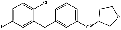 Furan, 3-[3-[(2-chloro-5-iodophenyl)methyl]phenoxy]tetrahydro-, (3R)- Struktur