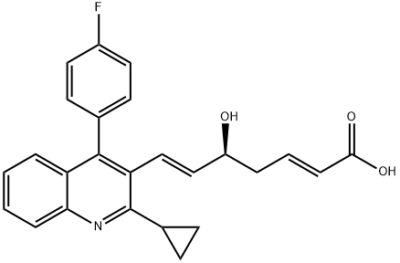 2,6-Heptadienoic acid, 7-[2-cyclopropyl-4-(4-fluorophenyl)-3-quinolinyl]-5-hydroxy-, (2E,5S,6E)- Struktur