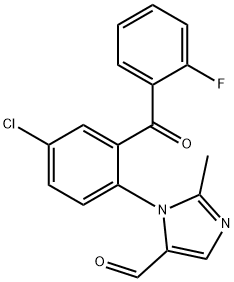 1H-Imidazole-5-carboxaldehyde, 1-[4-chloro-2-(2-fluorobenzoyl)phenyl]-2-methyl- Struktur