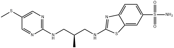 6-Benzothiazolesulfonamide, 2-[[(2S)-2-methyl-3-[[5-(methylthio)-2-pyrimidinyl]amino]propyl]amino]- Struktur