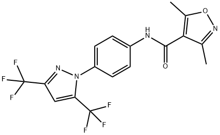 4-Isoxazolecarboxamide, N-[4-[3,5-bis(trifluoromethyl)-1H-pyrazol-1-yl]phenyl]-3,5-dimethyl- Struktur