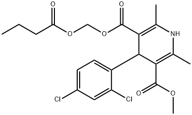 3,5-Pyridinedicarboxylic acid, 4-(2,4-dichlorophenyl)-1,4-dihydro-2,6-dimethyl-, 3-methyl 5-[(1-oxobutoxy)methyl] ester Struktur