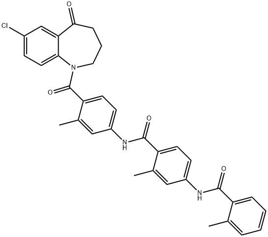 Benzamide, N-[4-[(7-chloro-2,3,4,5-tetrahydro-5-oxo-1H-1-benzazepin-1-yl)carbonyl]-3-methylphenyl]-2-methyl-4-[(2-methylbenzoyl)amino]- Struktur