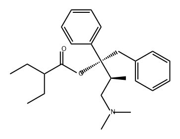 Butanoic acid, 2-ethyl-, (1R,2S)-3-(dimethylamino)-2-methyl-1-phenyl-1-(phenylmethyl)propyl ester Struktur