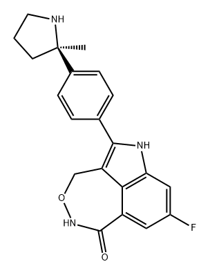 Pyrrolo[4,3,2-ef][3,2]benzoxazepin-6(5H)-one, 8-fluoro-1,3-dihydro-2-[4-[(2R)-2-methyl-2-pyrrolidinyl]phenyl]- Struktur