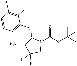 1,1-Dimethylethyl (2S,3R)-3-amino-2-[(3-chloro-2-fluorophenyl)methyl]-4,4-difluoro-1-pyrrolidinecarboxylate Struktur