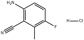 Benzonitrile, 6-amino-3-fluoro-2-methyl-, hydrochloride (1:1) Struktur