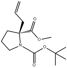 1,2-Pyrrolidinedicarboxylic acid, 2-(2-propen-1-yl)-, 1-(1,1-dimethylethyl) 2-methyl ester, (2S)- Struktur