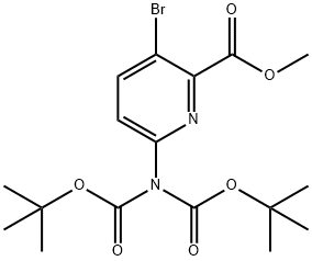 2-Pyridinecarboxylic acid, 6-[bis[(1,1-dimethylethoxy)carbonyl]amino]-3-bromo-, methyl ester Struktur