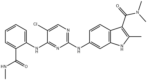 1H-Indole-3-carboxamide, 6-[[5-chloro-4-[[2-[(methylamino)carbonyl]phenyl]amino]-2-pyrimidinyl]amino]-N,N,2-trimethyl- Struktur