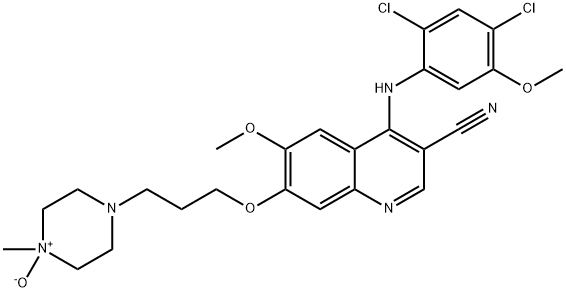 3-Quinolinecarbonitrile, 4-[(2,4-dichloro-5-methoxyphenyl)amino]-6-methoxy-7-[3-(4-methyl-4-oxido-1-piperazinyl)propoxy]- Struktur