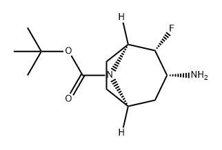 8-Azabicyclo[3.2.1]octane-8-carboxylic acid, 3-amino-2-fluoro-, 1,1-dimethylethyl ester, (1S,2R,3R,5R)- Struktur