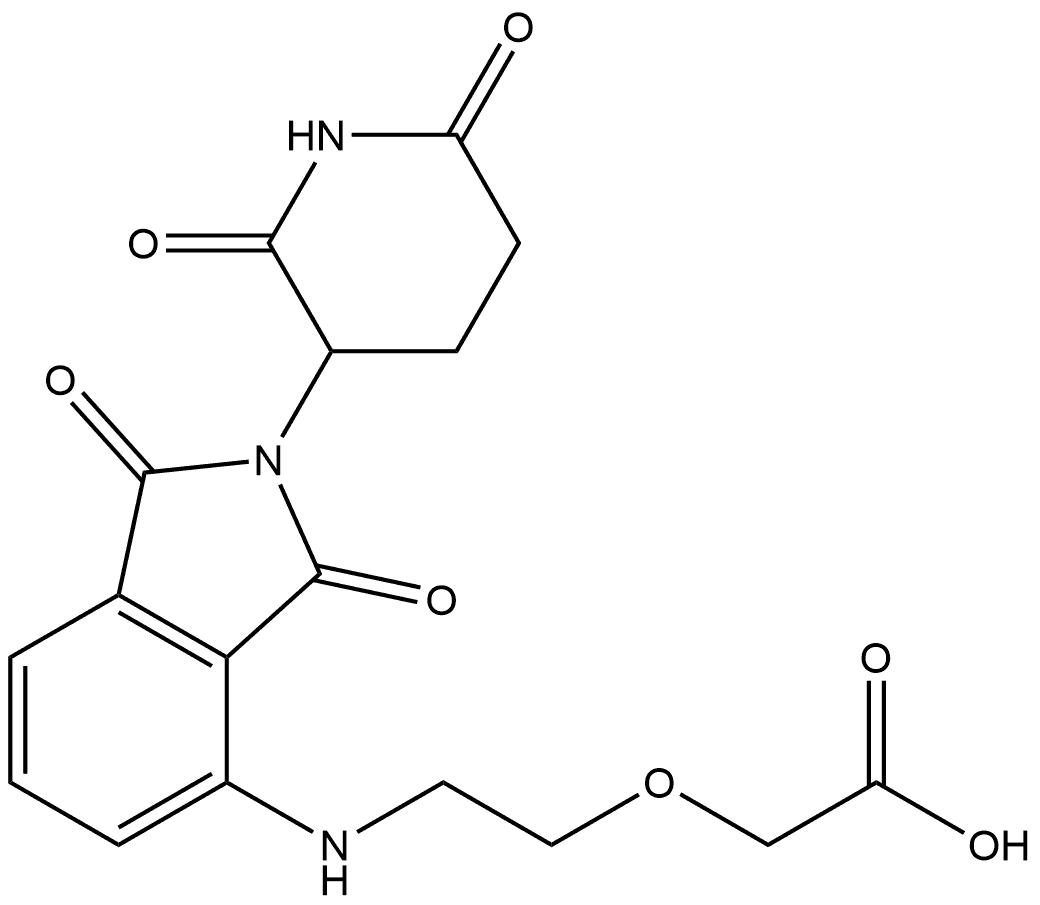 2-[2-[[2-(2,6-Dioxo-3-piperidinyl)-2,3-dihydro-1,3-dioxo-1H-isoindol-4-yl]amino]ethoxy]acetic acid Struktur