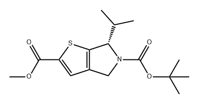 5H-Thieno[2,3-c]pyrrole-2,5-dicarboxylic acid, 4,6-dihydro-6-(1-methylethyl)-, 5-(1,1-dimethylethyl) 2-methyl ester, (6S)- Struktur