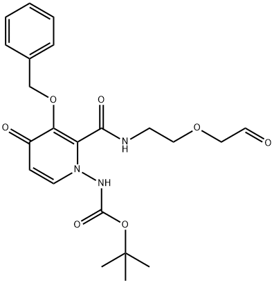 Carbamic acid, N-[4-oxo-2-[[[2-(2-oxoethoxy)ethyl]amino]carbonyl]-3-(phenylmethoxy)-1(4H)-pyridinyl]-, 1,1-dimethylethyl ester Struktur