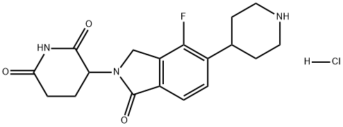 2,6-Piperidinedione, 3-[4-fluoro-1,3-dihydro-1-oxo-5-(4-piperidinyl)-2H-isoindol-2-yl]-, hydrochloride (1:1) Struktur