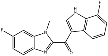 Methanone, (7-fluoro-1H-indol-3-yl)(6-fluoro-1-methyl-1H-benzimidazol-2-yl)- Struktur