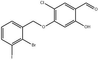 Benzaldehyde, 4-[(2-bromo-3-iodophenyl)methoxy]-5-chloro-2-hydroxy- Struktur