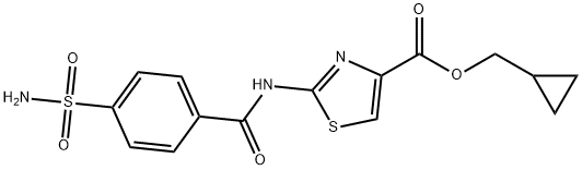 4-Thiazolecarboxylic acid, 2-[[4-(aminosulfonyl)benzoyl]amino]-, cyclopropylmethyl ester Struktur