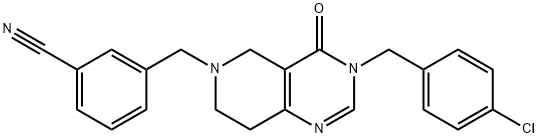 3-[[3-[(4-Chlorophenyl)methyl]-3,5,7,8-tetrahydro-4-oxopyrido[4,3-d]pyrimidin-6(4H)-yl]methyl]benzonitrile Struktur