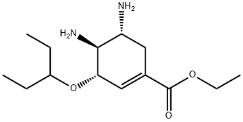 1-Cyclohexene-1-carboxylic acid, 4,5-diamino-3-(1-ethylpropoxy)-, ethyl ester, (3S,4S,5R)- Struktur