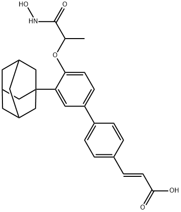 2-Propenoic acid, 3-[4'-[2-(hydroxyamino)-1-methyl-2-oxoethoxy]-3'-tricyclo[3.3.1.13,7]dec-1-yl[1,1'-biphenyl]-4-yl]-, (2E)- Struktur