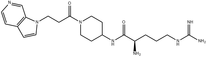 Pentanamide, 2-amino-5-[(aminoiminomethyl)amino]-N-[1-[1-oxo-3-(1H-pyrrolo[2,3-c]pyridin-1-yl)propyl]-4-piperidinyl]-, (2R)- Struktur