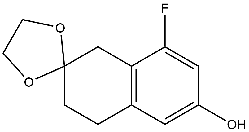 Spiro[1,3-dioxolane-2,2'(1'H)-naphthalen]-6'-ol, 8'-fluoro-3',4'-dihydro- Struktur